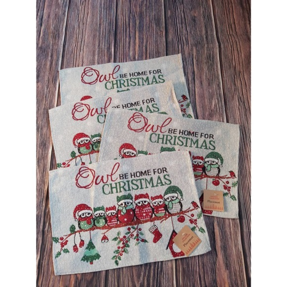 Owl be‎ home for christmas Placemats New Christmas decor